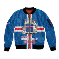 Iceland Icelandic National Day Sleeve Zip Bomber Jacket Happy 81th Anniversary