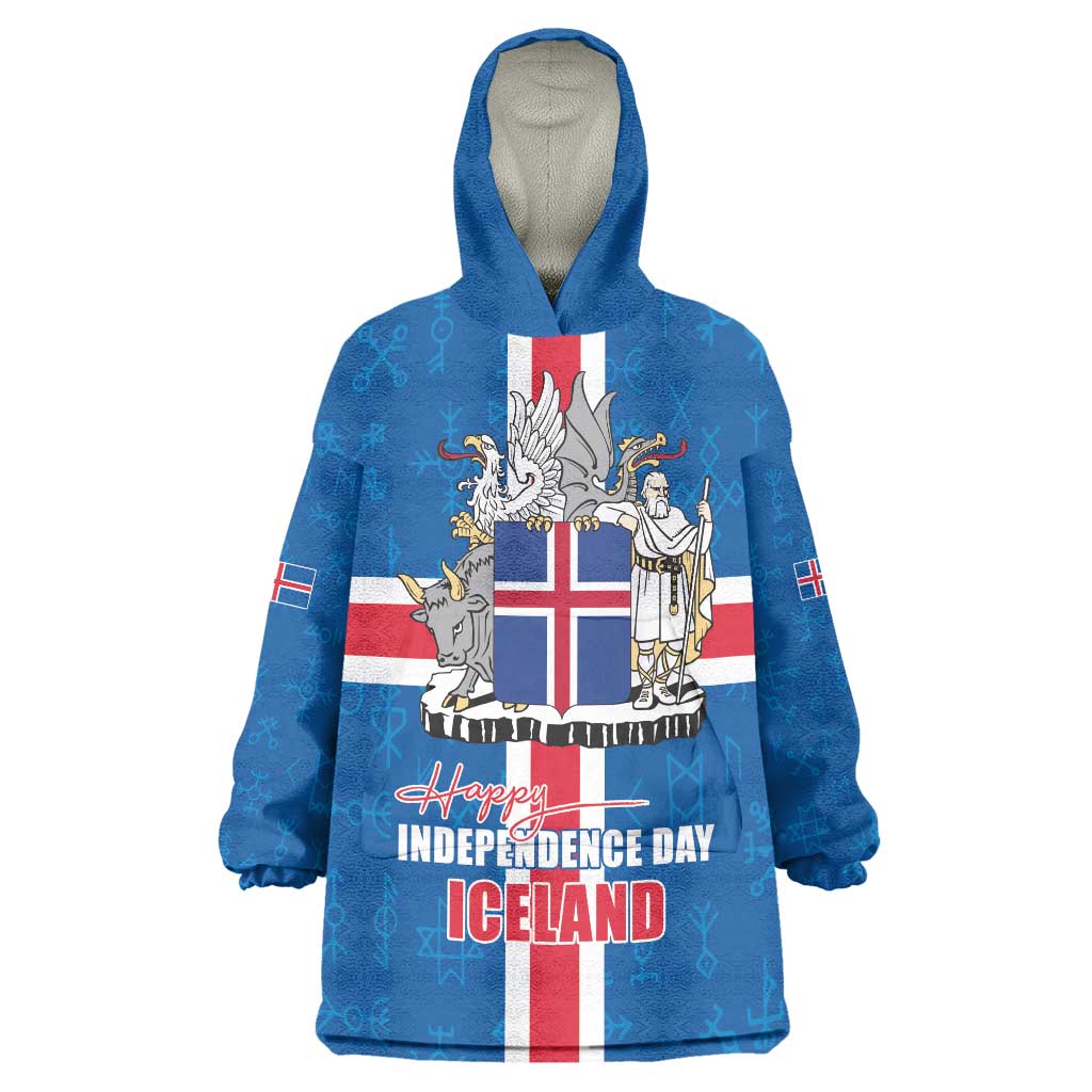 Iceland Icelandic National Day Wearable Blanket Hoodie Happy 81th Anniversary