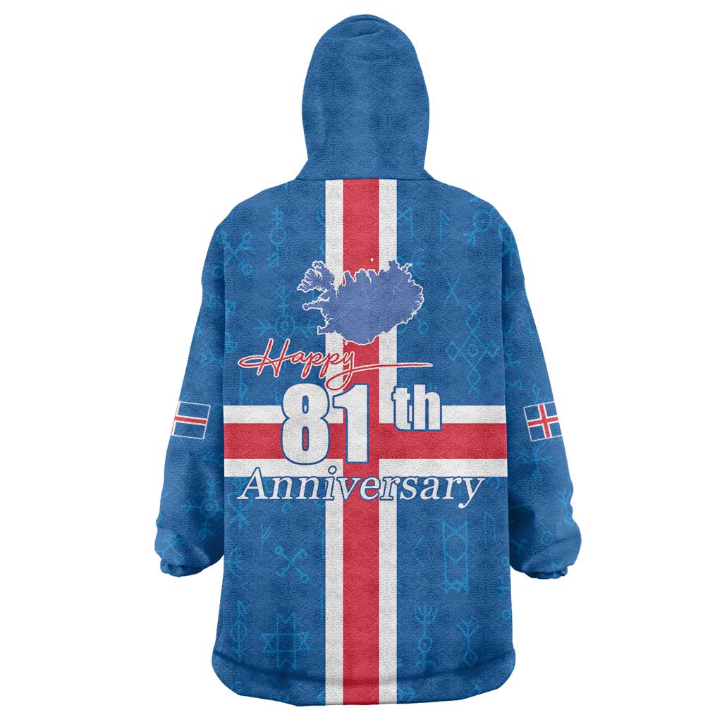 Iceland Icelandic National Day Wearable Blanket Hoodie Happy 81th Anniversary