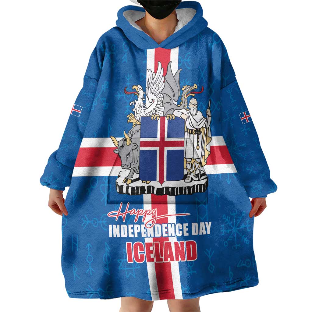 Iceland Icelandic National Day Wearable Blanket Hoodie Happy 81th Anniversary