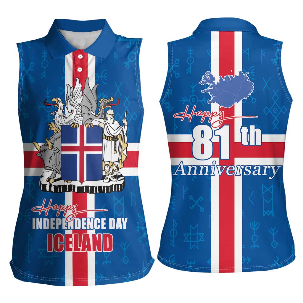 Iceland Icelandic National Day Women Sleeveless Polo Shirt Happy 81th Anniversary
