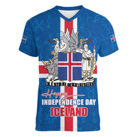Iceland Icelandic National Day Women V-Neck T-Shirt Happy 81th Anniversary