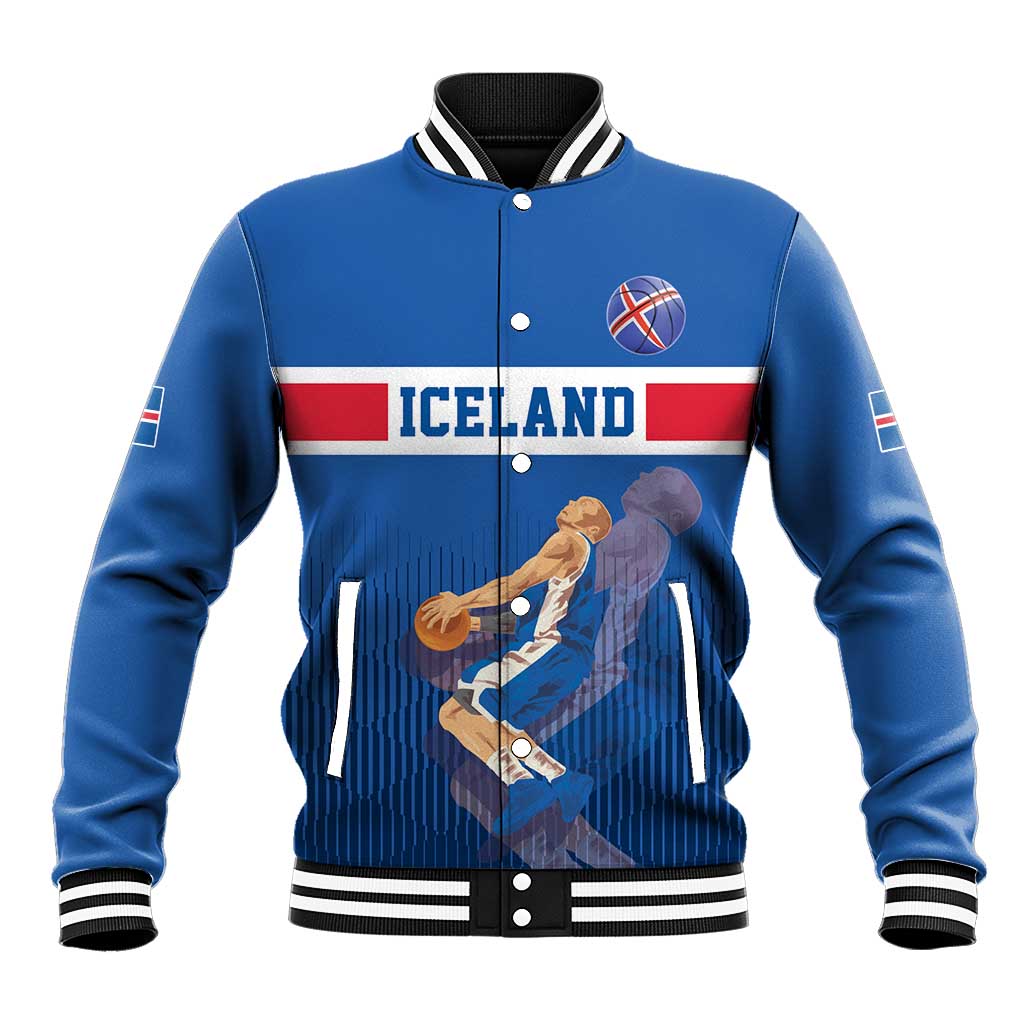 Iceland Basketball Custom Baseball Jacket Blue Style