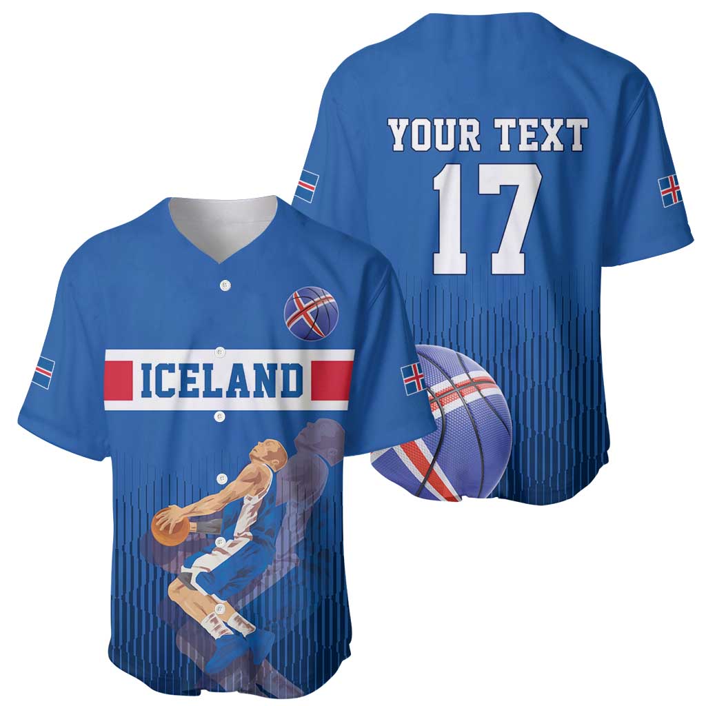 Iceland Basketball Custom Baseball Jersey Blue Style