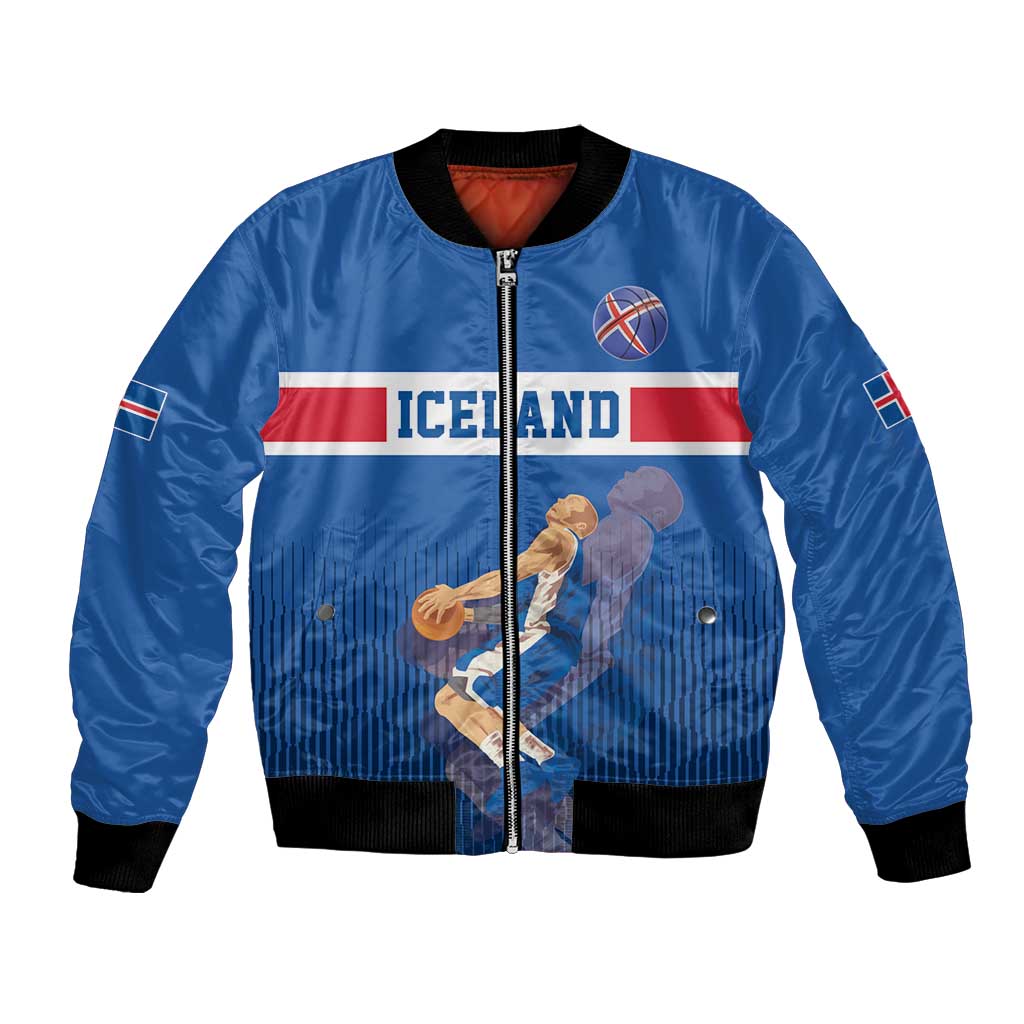 Iceland Basketball Custom Bomber Jacket Blue Style