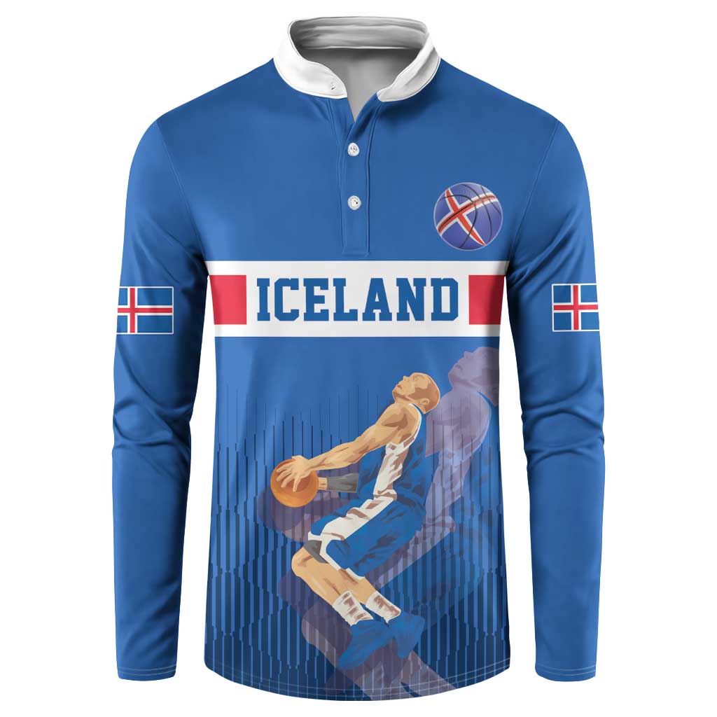 Iceland Basketball Custom Button Sweatshirt Blue Style