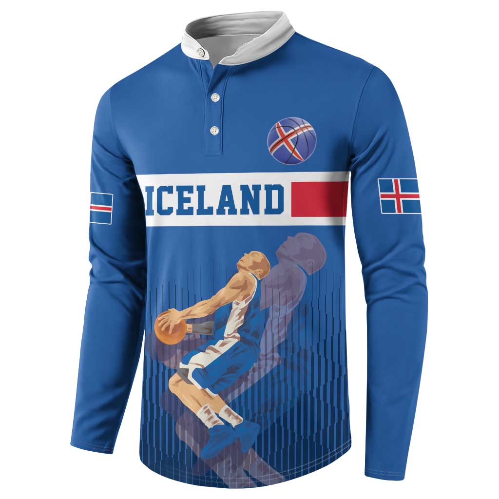 Iceland Basketball Custom Button Sweatshirt Blue Style