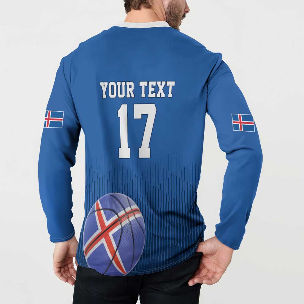 Iceland Basketball Custom Button Sweatshirt Blue Style