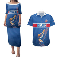 Iceland Basketball Custom Couples Matching Puletasi and Hawaiian Shirt Blue Style