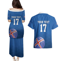 Iceland Basketball Custom Couples Matching Puletasi and Hawaiian Shirt Blue Style