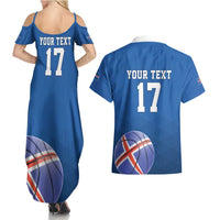 Iceland Basketball Custom Couples Matching Summer Maxi Dress and Hawaiian Shirt Blue Style