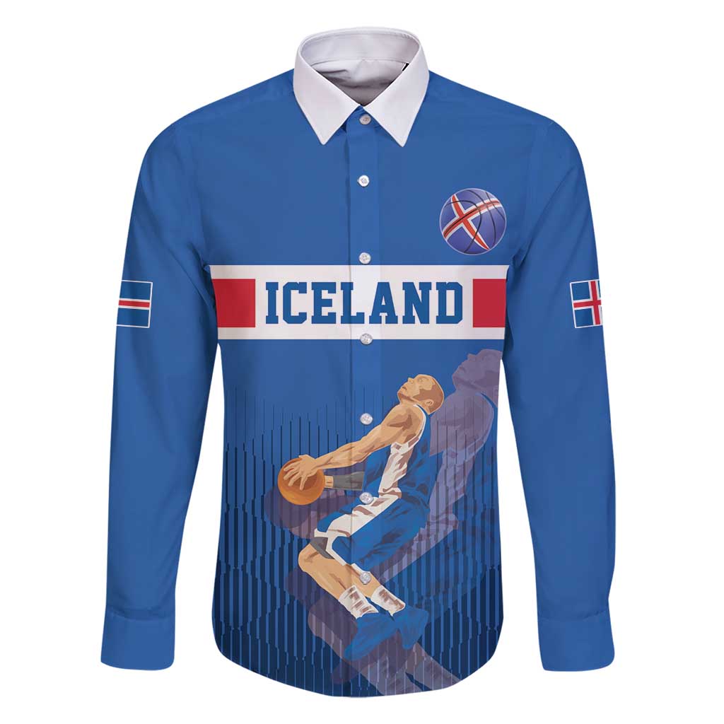 Iceland Basketball Custom Family Matching Long Sleeve Bodycon Dress and Hawaiian Shirt Blue Style
