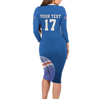 Iceland Basketball Custom Family Matching Long Sleeve Bodycon Dress and Hawaiian Shirt Blue Style