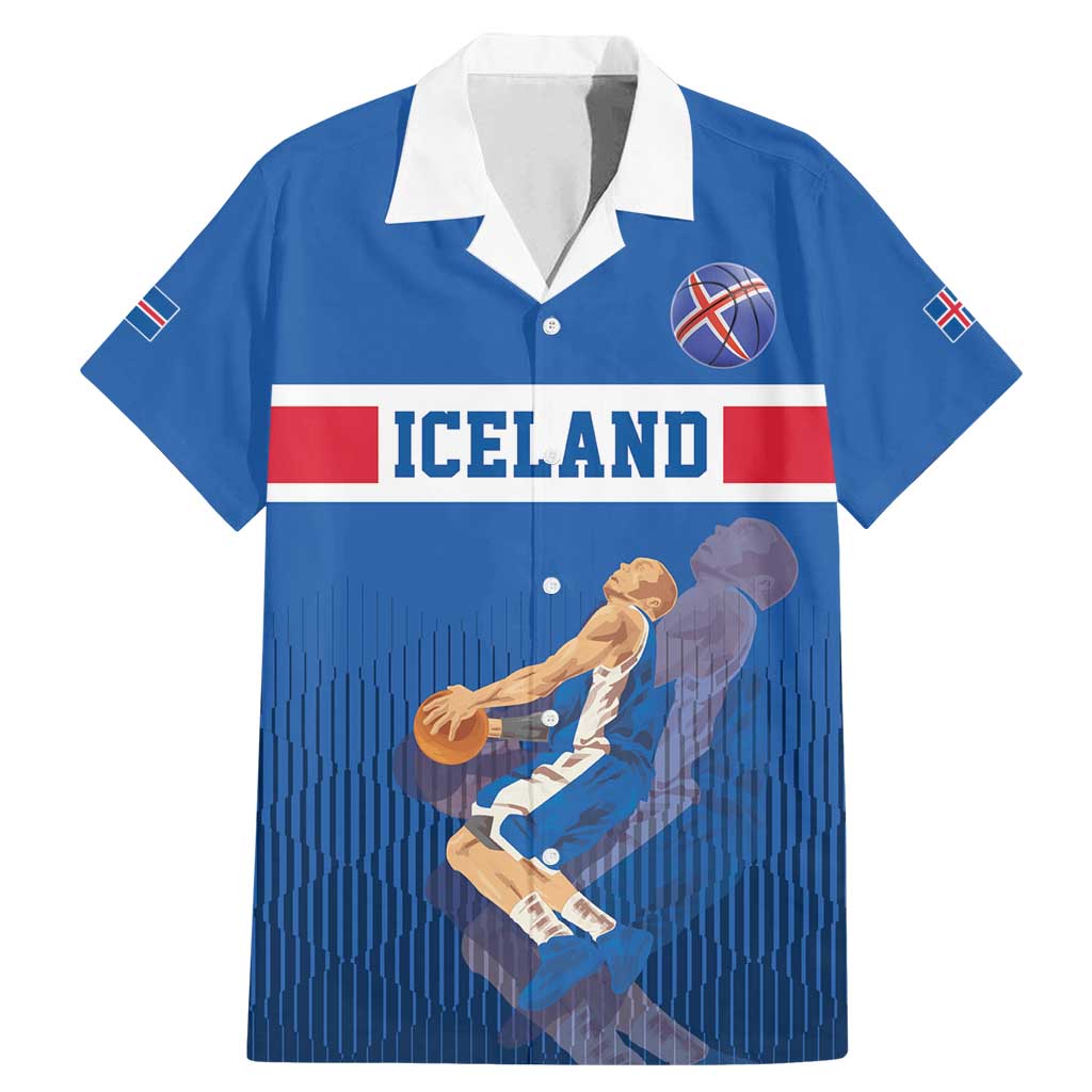 Iceland Basketball Custom Family Matching Mermaid Dress and Hawaiian Shirt Blue Style
