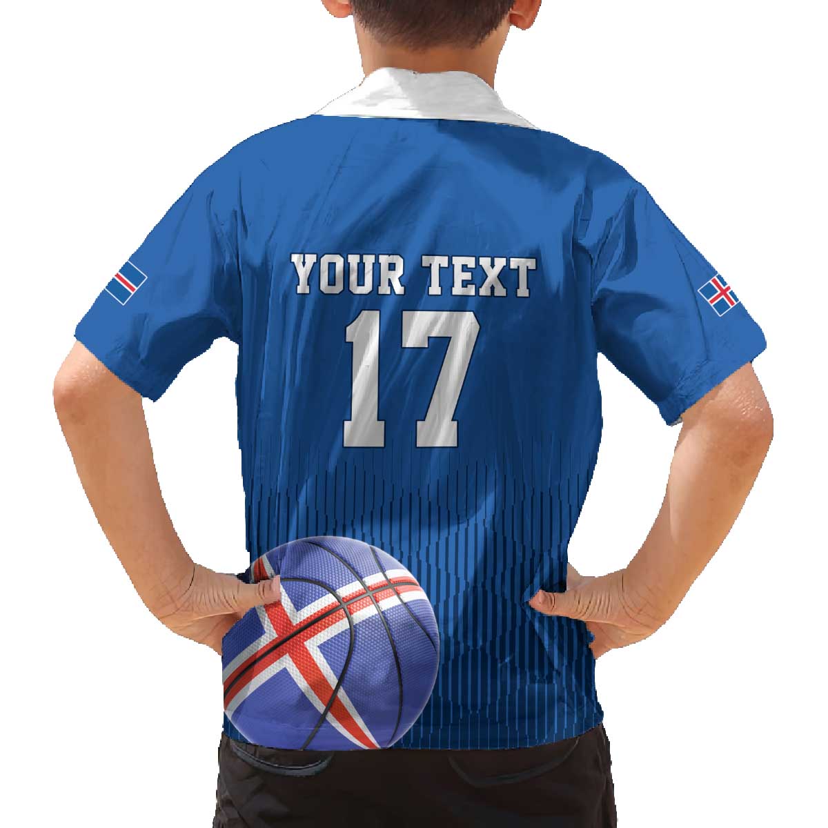 Iceland Basketball Custom Family Matching Off The Shoulder Long Sleeve Dress and Hawaiian Shirt Blue Style