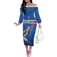 Iceland Basketball Custom Family Matching Off The Shoulder Long Sleeve Dress and Hawaiian Shirt Blue Style