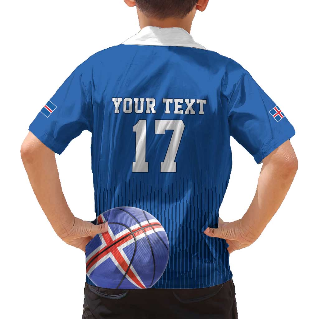 Iceland Basketball Custom Family Matching Off Shoulder Short Dress and Hawaiian Shirt Blue Style