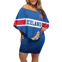 Iceland Basketball Custom Family Matching Off Shoulder Short Dress and Hawaiian Shirt Blue Style