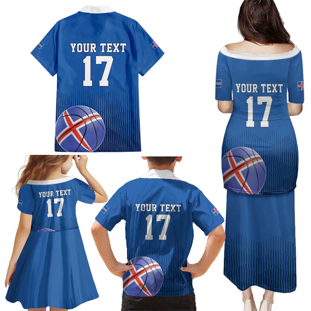 Iceland Basketball Custom Family Matching Puletasi and Hawaiian Shirt Blue Style