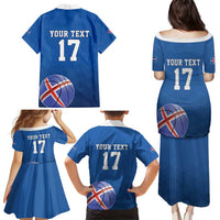 Iceland Basketball Custom Family Matching Puletasi and Hawaiian Shirt Blue Style