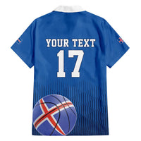 Iceland Basketball Custom Family Matching Short Sleeve Bodycon Dress and Hawaiian Shirt Blue Style