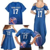 Iceland Basketball Custom Family Matching Summer Maxi Dress and Hawaiian Shirt Blue Style