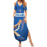 Iceland Basketball Custom Family Matching Summer Maxi Dress and Hawaiian Shirt Blue Style