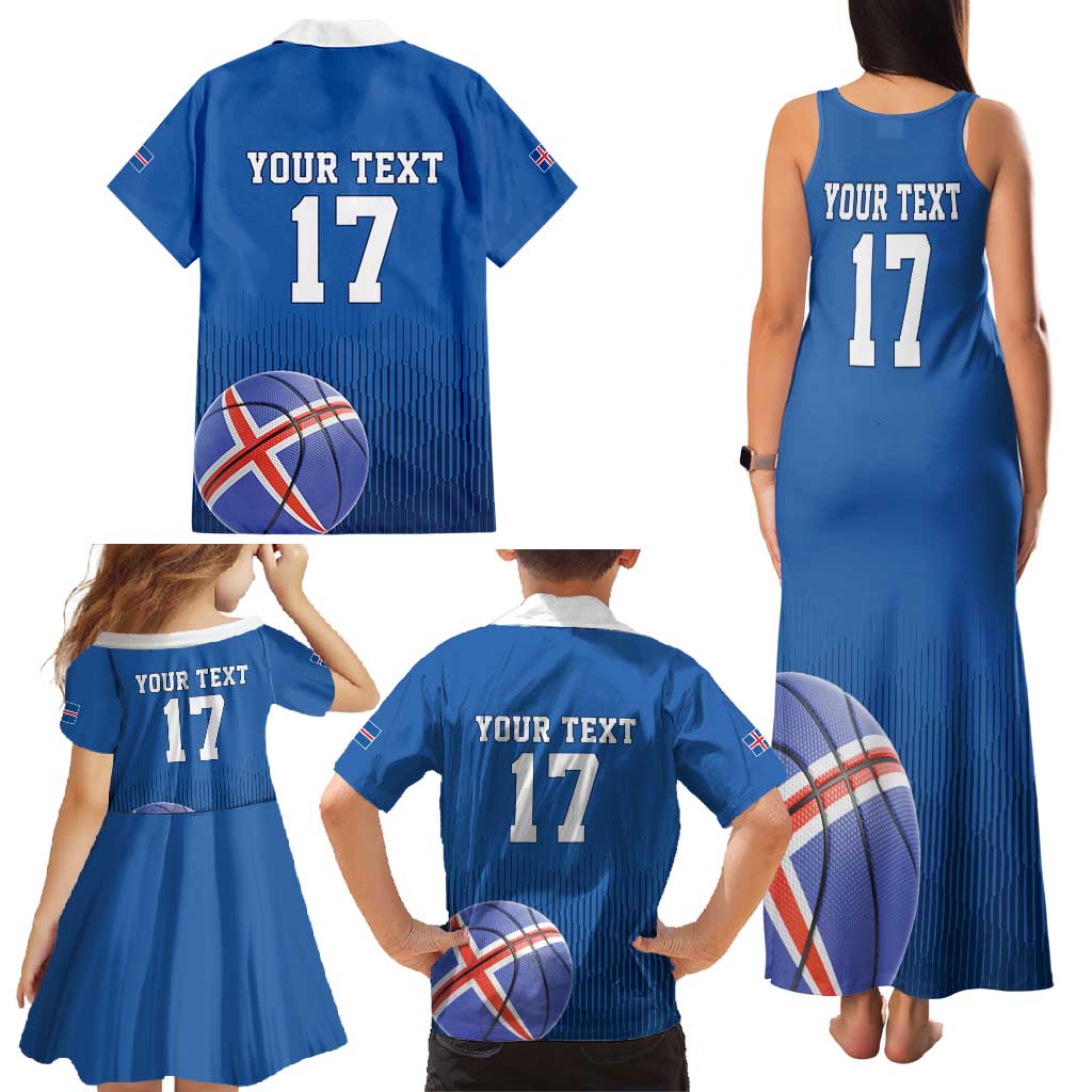 Iceland Basketball Custom Family Matching Tank Maxi Dress and Hawaiian Shirt Blue Style