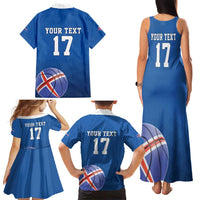 Iceland Basketball Custom Family Matching Tank Maxi Dress and Hawaiian Shirt Blue Style