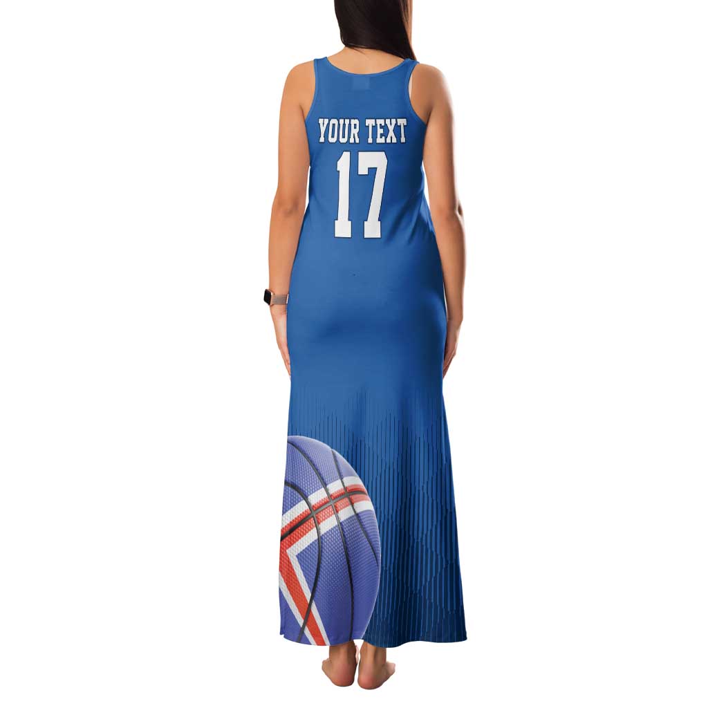 Iceland Basketball Custom Family Matching Tank Maxi Dress and Hawaiian Shirt Blue Style