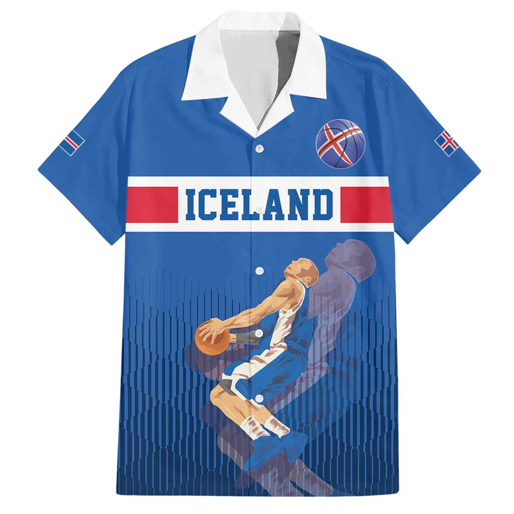Iceland Basketball Custom Hawaiian Shirt Blue Style