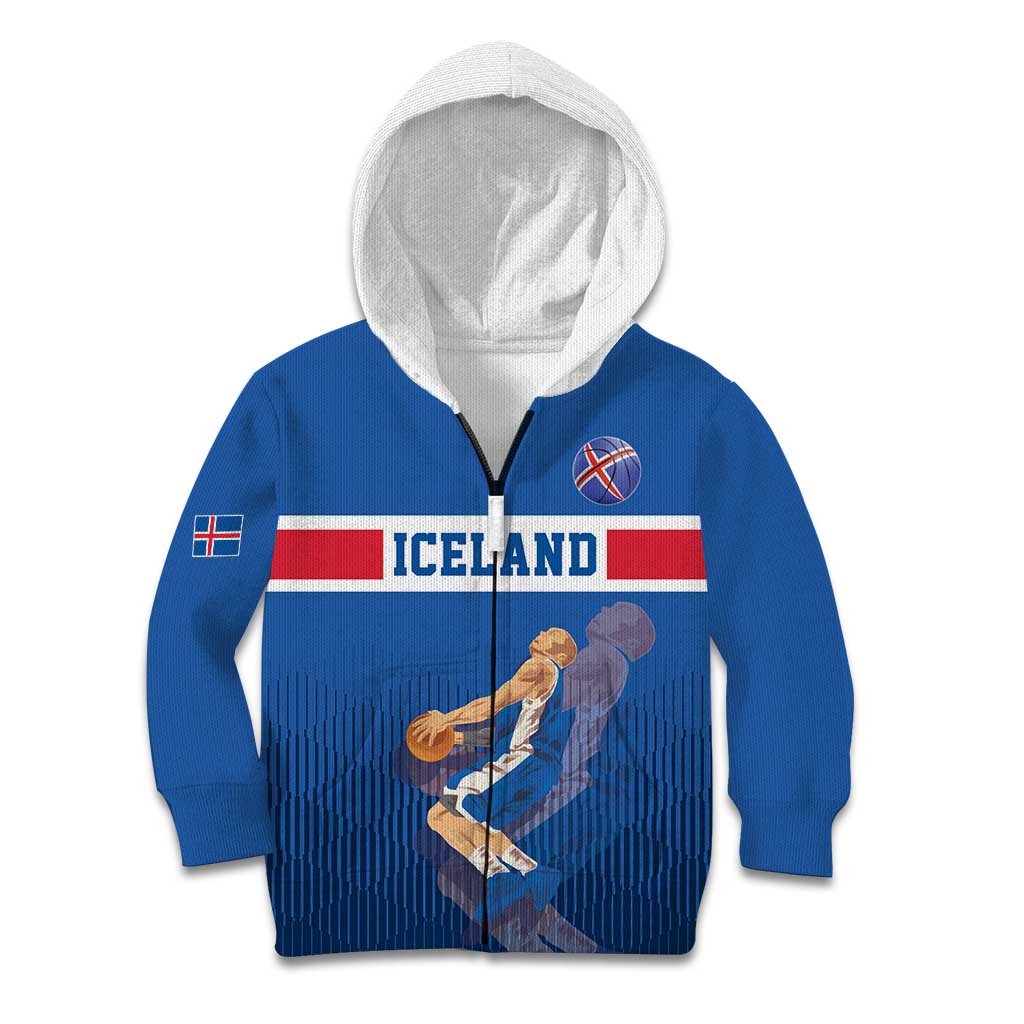 Iceland Basketball Custom Kid Hoodie Blue Style