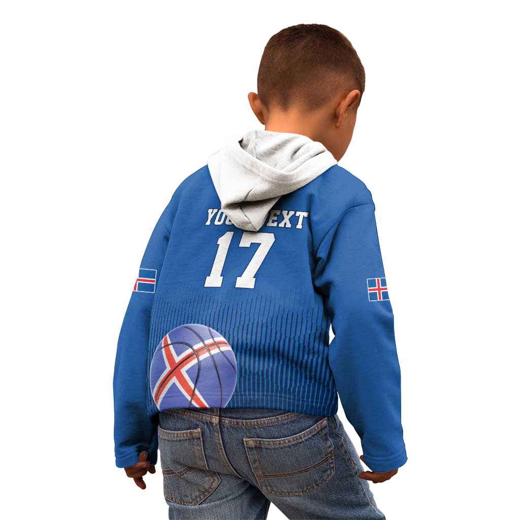 Iceland Basketball Custom Kid Hoodie Blue Style