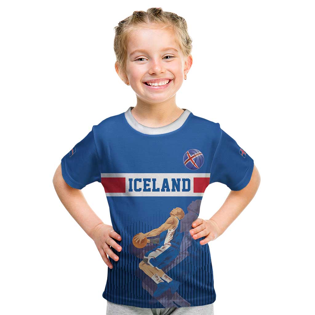 Iceland Basketball Custom Kid T Shirt Blue Style