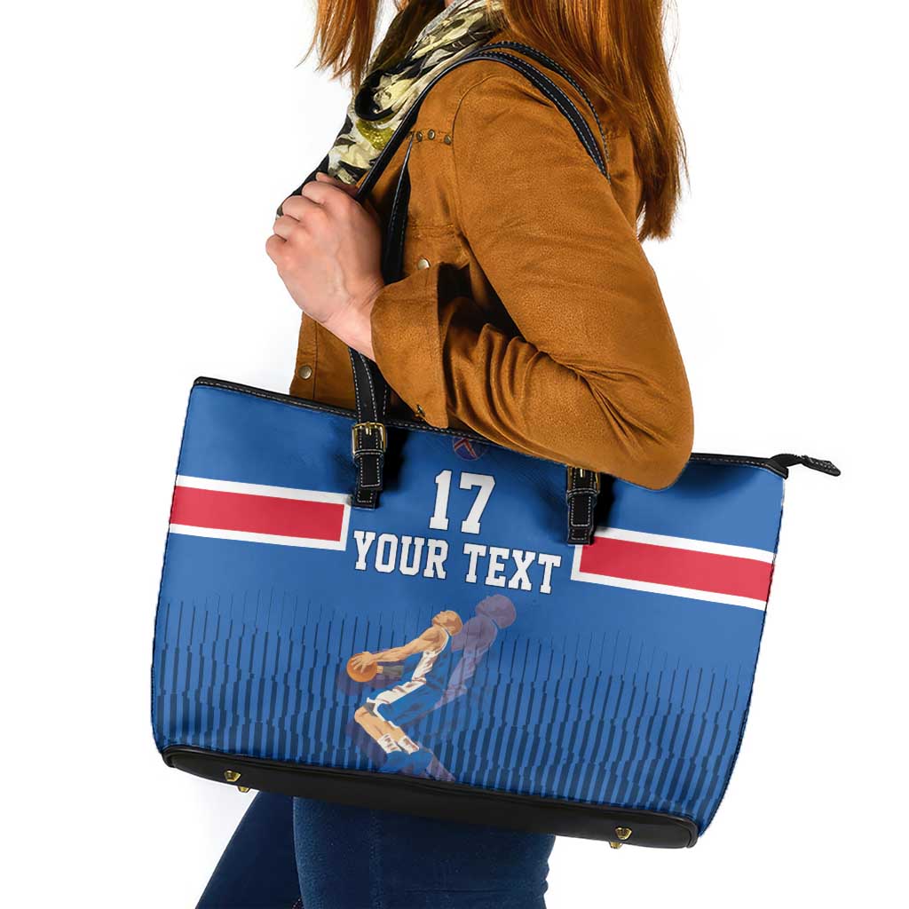 Iceland Basketball Custom Leather Tote Bag Blue Style