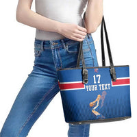 Iceland Basketball Custom Leather Tote Bag Blue Style