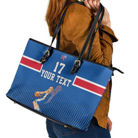 Iceland Basketball Custom Leather Tote Bag Blue Style