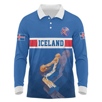 Iceland Basketball Custom Long Sleeve Polo Shirt Blue Style