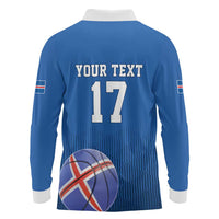 Iceland Basketball Custom Long Sleeve Polo Shirt Blue Style