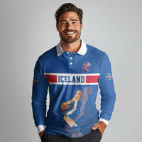 Iceland Basketball Custom Long Sleeve Polo Shirt Blue Style