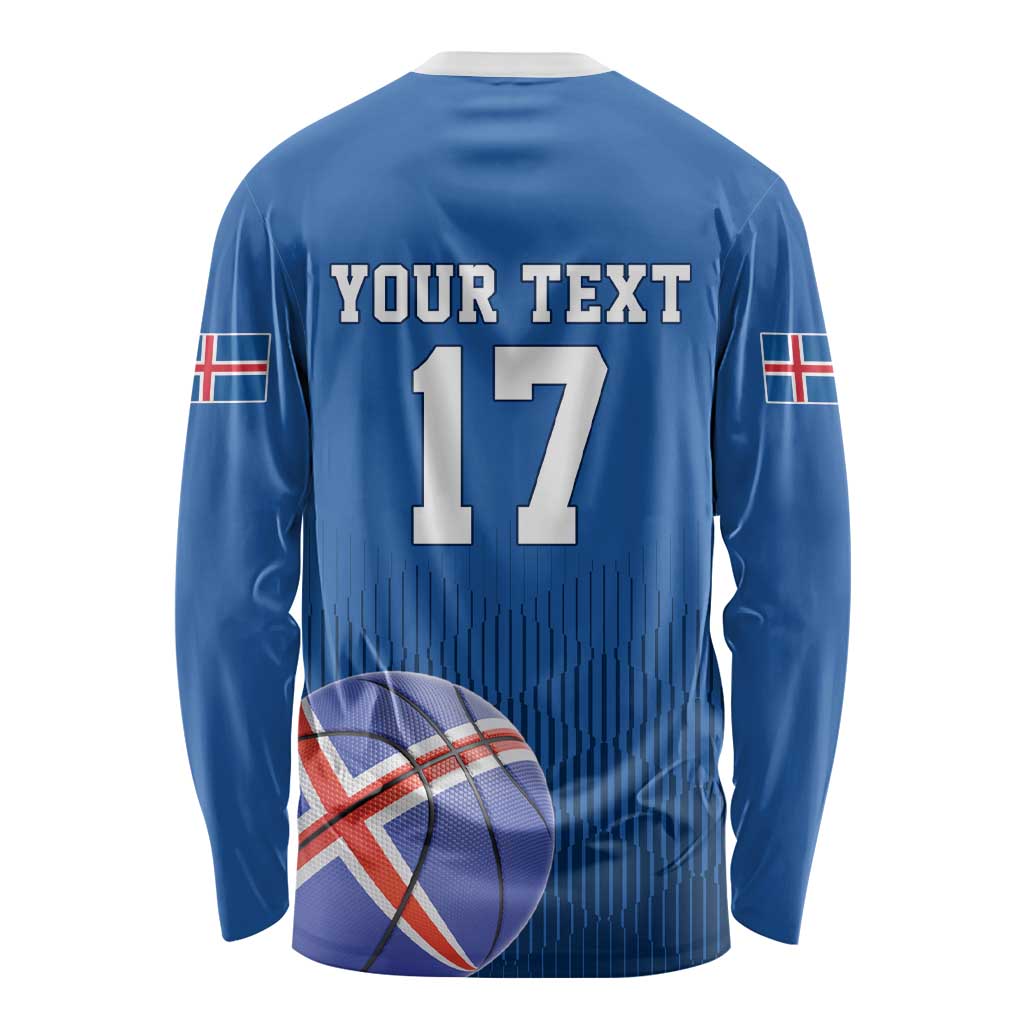 Iceland Basketball Custom Long Sleeve Shirt Blue Style