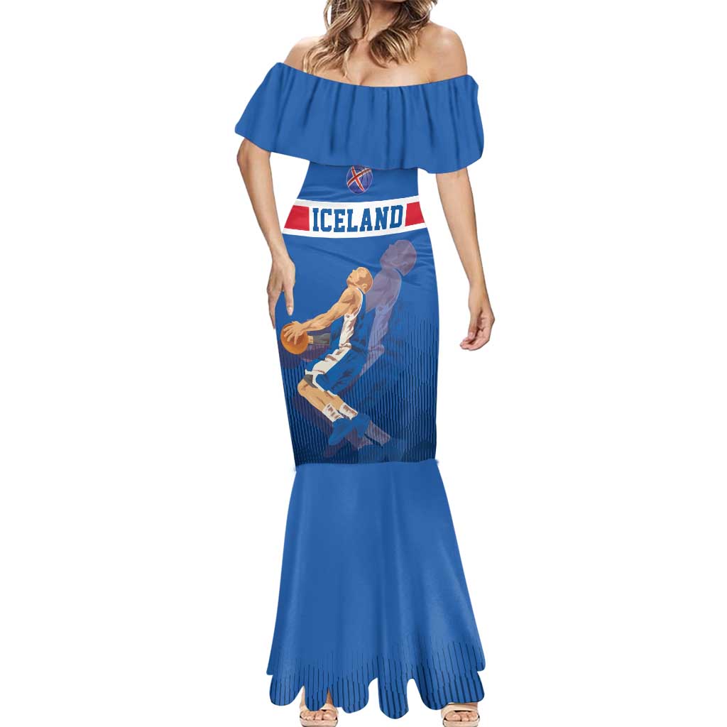 Iceland Basketball Custom Mermaid Dress Blue Style