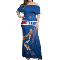 Iceland Basketball Custom Off Shoulder Maxi Dress Blue Style