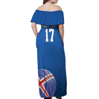 Iceland Basketball Custom Off Shoulder Maxi Dress Blue Style