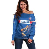 Iceland Basketball Custom Off Shoulder Sweater Blue Style