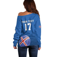 Iceland Basketball Custom Off Shoulder Sweater Blue Style