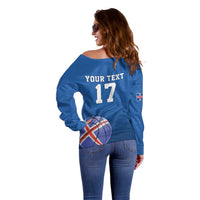 Iceland Basketball Custom Off Shoulder Sweater Blue Style