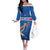 Iceland Basketball Custom Off The Shoulder Long Sleeve Dress Blue Style