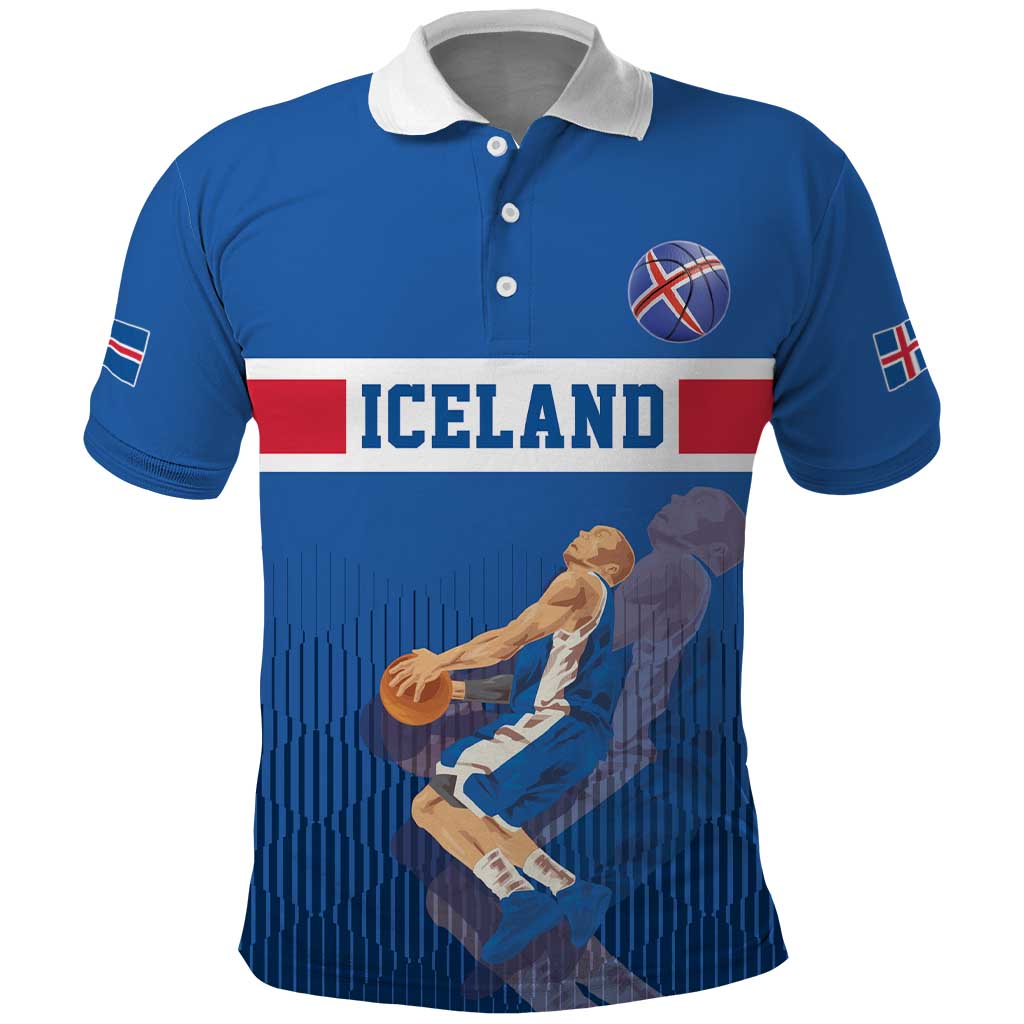 Iceland Basketball Custom Polo Shirt Blue Style