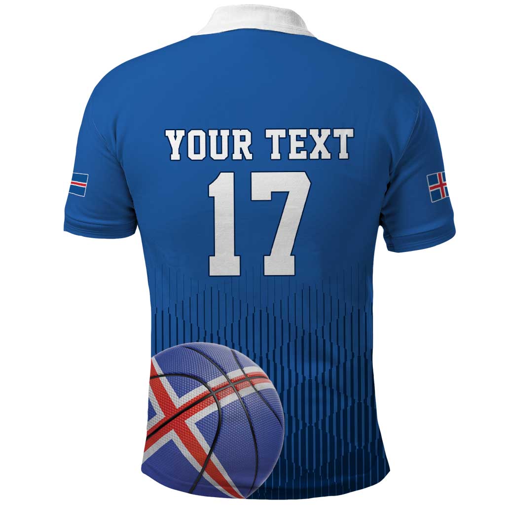 Iceland Basketball Custom Polo Shirt Blue Style